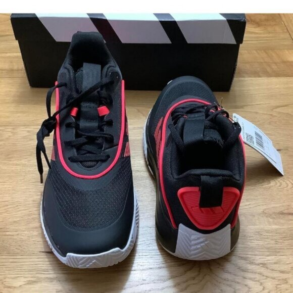 🆕Adidas Men Black/Lucid Red/White Lightweight MESH Own Mid Top Basketball Shoes - Picture 2 of 11